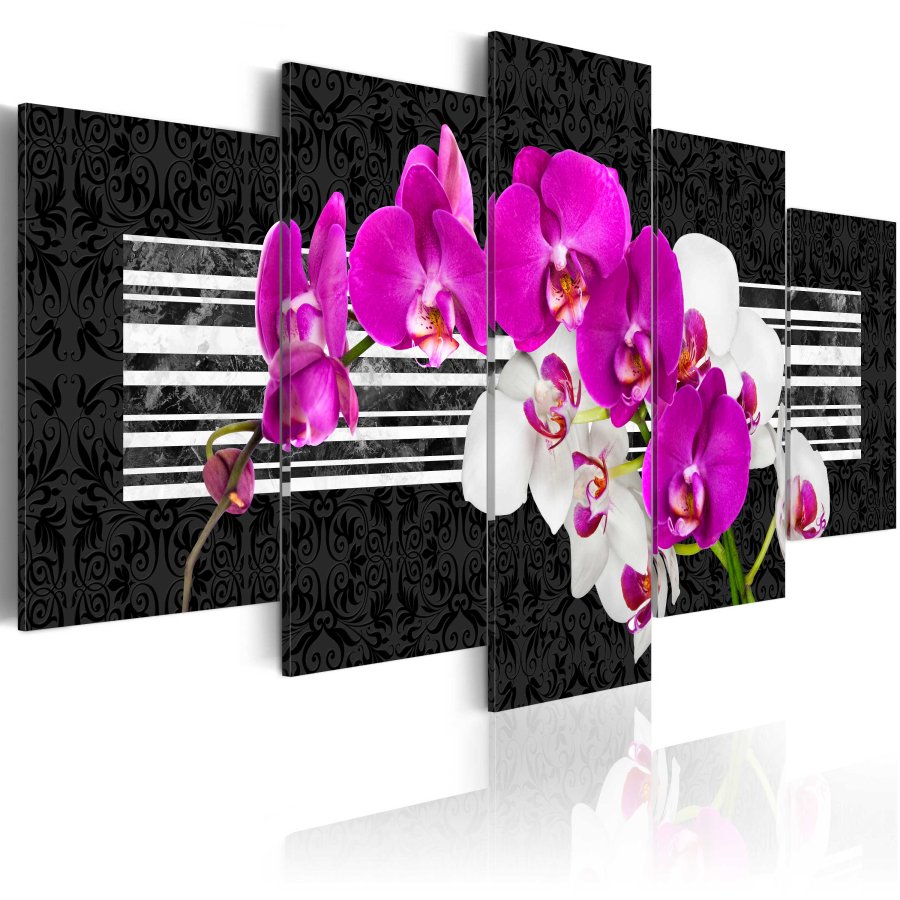 ARTGEIST Modest orchids - Farverigt billede af orkidé trykt p lrred - Flere strrelser