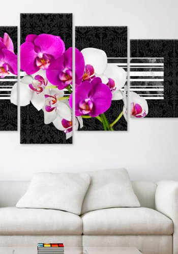 ARTGEIST Modest orchids - Farverigt billede af orkidé trykt p lrred - Flere strrelser