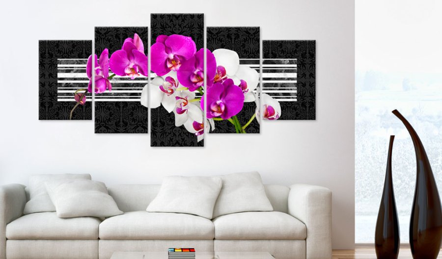 ARTGEIST Modest orchids - Farverigt billede af orkidé trykt p lrred - Flere strrelser