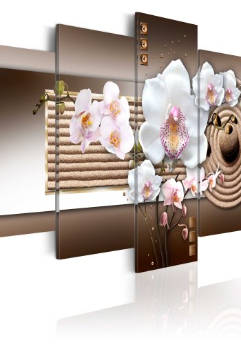 ARTGEIST Orchid and zen garden -Billede af orkidé p zen baggrund trykt p lrred - Flere strrelser