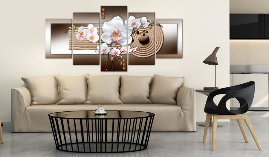 ARTGEIST Orchid and zen garden -Billede af orkidé p zen baggrund trykt p lrred - Flere strrelser