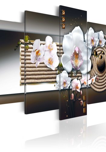 ARTGEIST Orchid and zen garden -Billede af orkidé p zen baggrund trykt p lrred - Flere strrelser