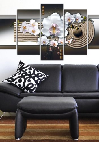 ARTGEIST Orchid and zen garden -Billede af orkidé p zen baggrund trykt p lrred - Flere strrelser
