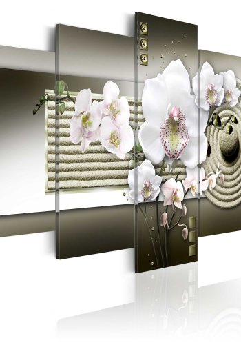 ARTGEIST Orchid and zen garden -Billede af orkidé p zen baggrund trykt p lrred - Flere strrelser