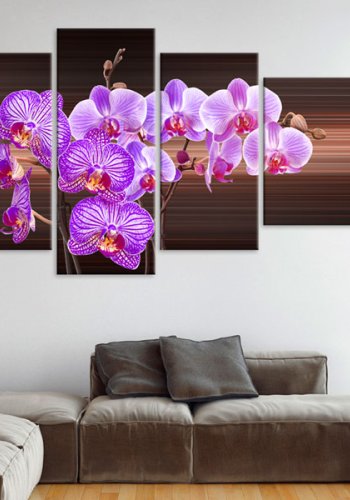 ARTGEIST Flower of joy - Farverigt billede af lilla orkidé trykt p lrred - Flere strrelser