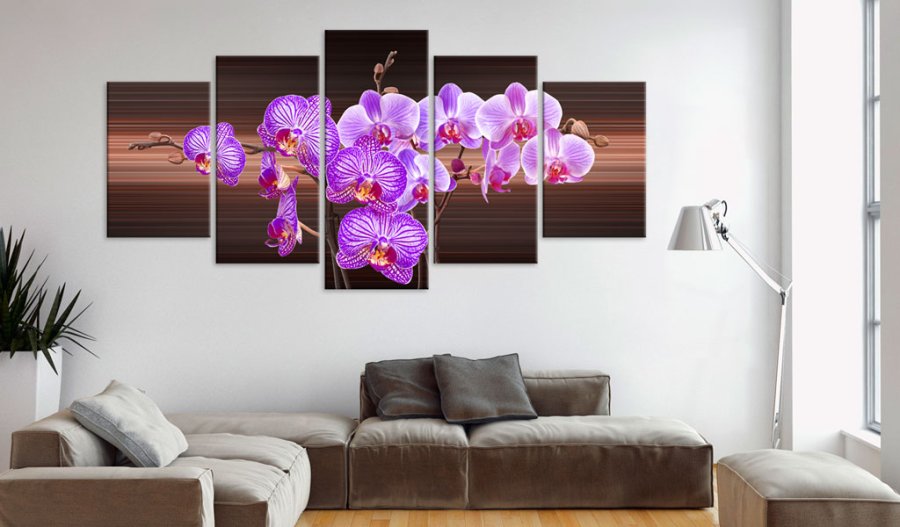 ARTGEIST Flower of joy - Farverigt billede af lilla orkidé trykt p lrred - Flere strrelser