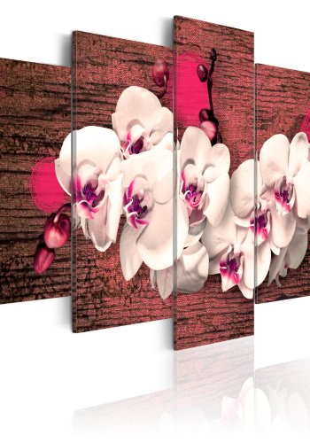 ARTGEIST - Hvid orkidé p baggrund af tr trykt p lrred - Flere strrelser