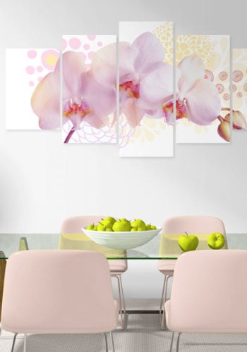 ARTGEIST - Billede af hvid orkidé med lyserde nuancer trykt p lrred - Flere strrelser