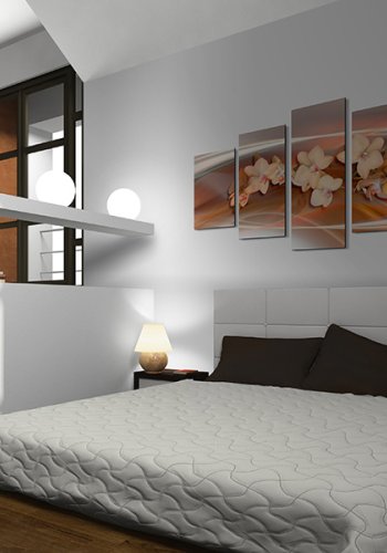 ARTGEIST - Billede af orkidé i gyldne og gr nuancer trykt p lrred - Flere strrelser