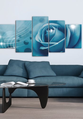 ARTGEIST Blue beauty - Billede i bl nuancer med rose trykt p lrred - Flere strrelser