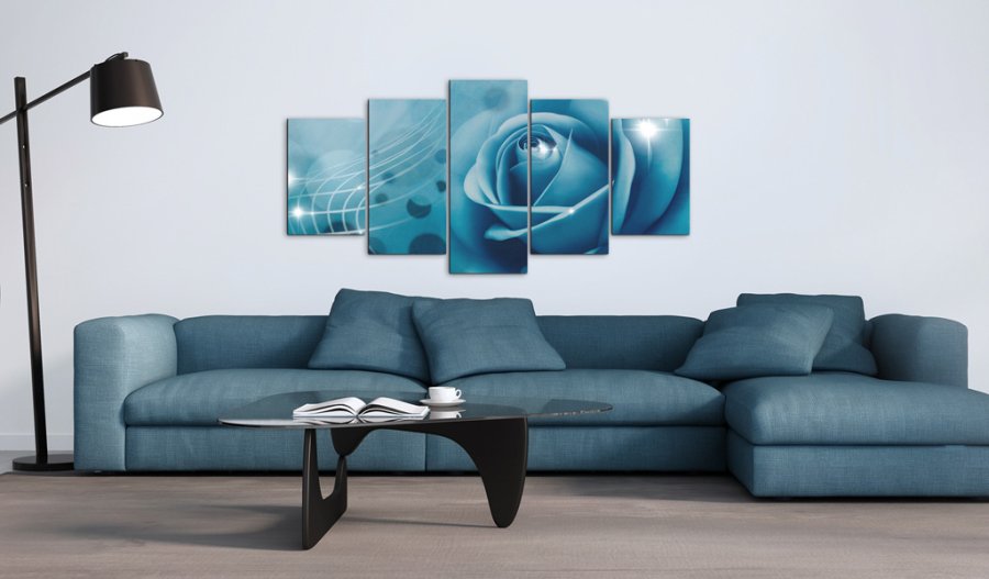 ARTGEIST Blue beauty - Billede i bl nuancer med rose trykt p lrred - Flere strrelser