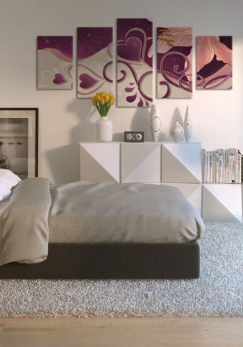 ARTGEIST Hearts and lily - Billede med hjerter og lilje trykt p lrred - Flere strrelser