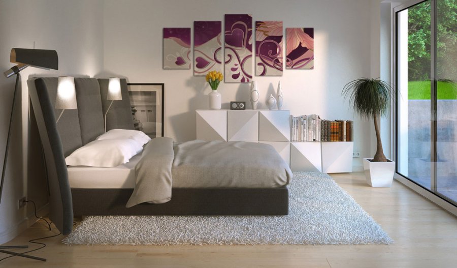 ARTGEIST Hearts and lily - Billede med hjerter og lilje trykt p lrred - Flere strrelser