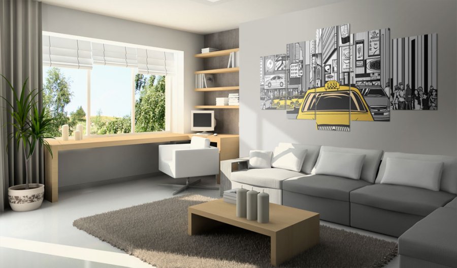 ARTGEIST Cartoon taxi - Billede af New York taxi i tegnserie-stil trykt p lrred - Flere strrelser