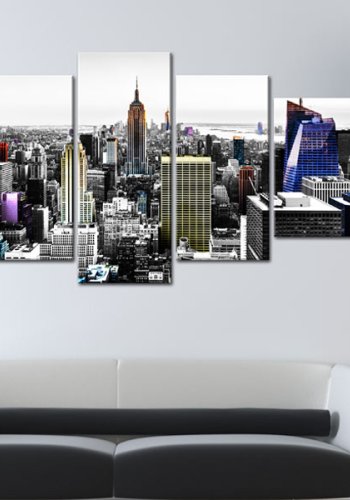 ARTGEIST City of colors - New York i sort/hvid med highlights trykt p lrred - Flere strrelser