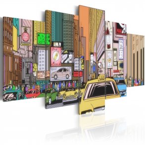 ARTGEIST A drawing of a city - New York i tegnserie-stil trykt p lrred - Flere strrelser