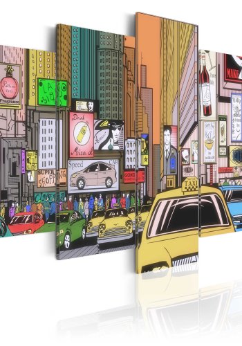 ARTGEIST A drawing of a city - New York i tegnserie-stil trykt p lrred - Flere strrelser