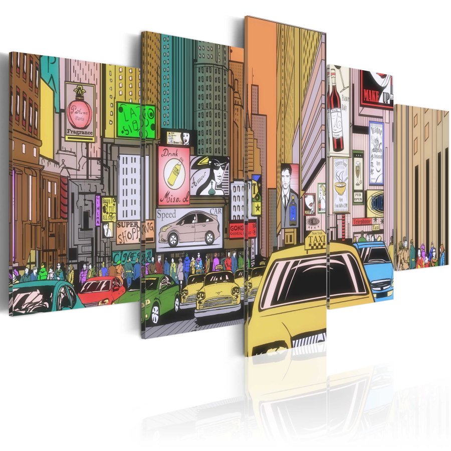 ARTGEIST A drawing of a city - New York i tegnserie-stil trykt p lrred - Flere strrelser