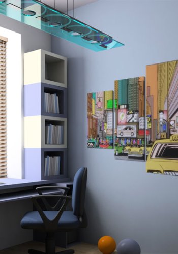 ARTGEIST A drawing of a city - New York i tegnserie-stil trykt p lrred - Flere strrelser