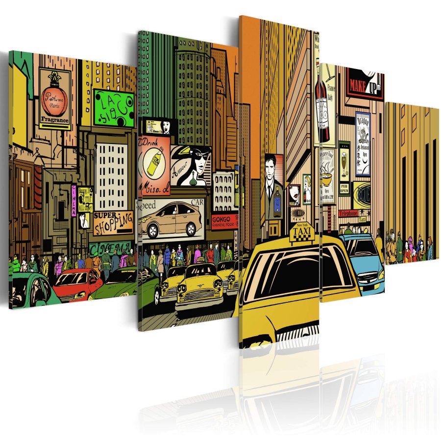 ARTGEIST New York City in cartoons - New York i tegnserie-stil trykt p lrred - Flere strrelser