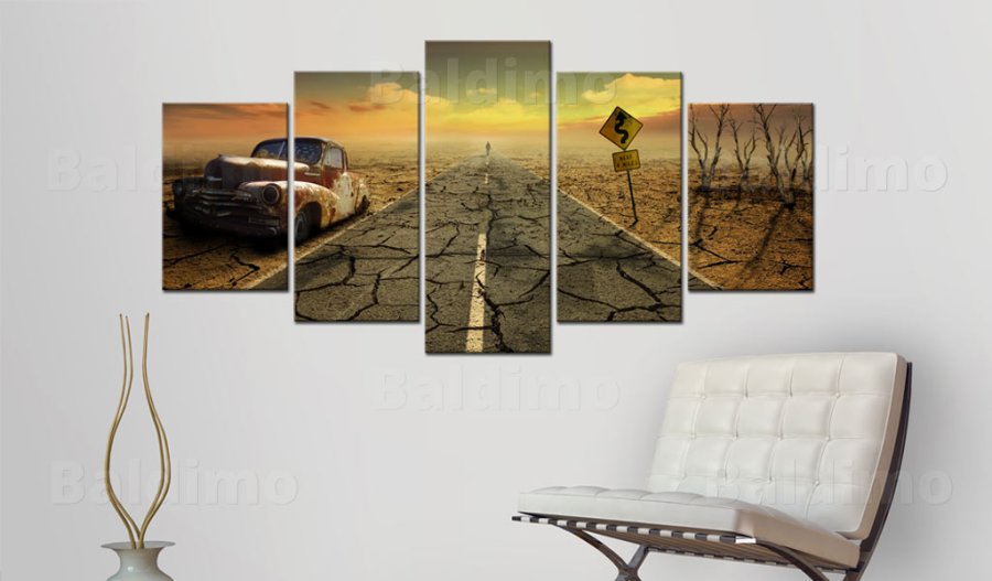 ARTGEIST Difficult road - Billede fra Route 66 i USA´s rken trykt p lrred - Flere strrelser