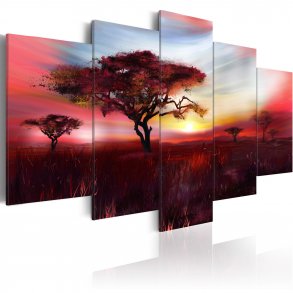 ARTGEIST Wild savannah - Den afrikanske savanne i rdt skr trykt p lrred - Flere strrelser