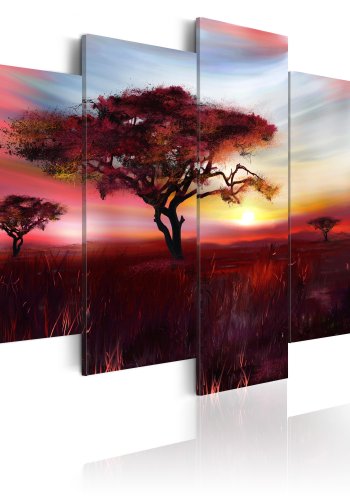 ARTGEIST Wild savannah - Den afrikanske savanne i rdt skr trykt p lrred - Flere strrelser