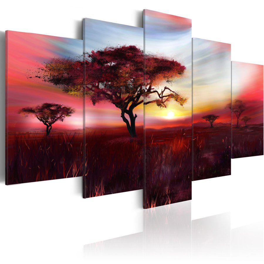 ARTGEIST Wild savannah - Den afrikanske savanne i rdt skr trykt p lrred - Flere strrelser