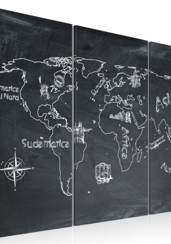 ARTGEIST Travel broadens the Mind - Spansk verdenskort trykt p lrred, 3-delt - Flere strrelser