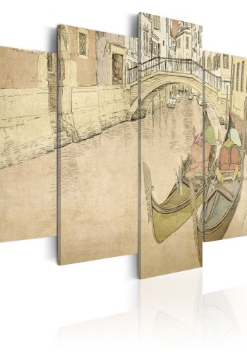 ARTGEIST - Kunstnerisk tegnet billede fra kanalerne i Venedig trykt p lrred - Flere strrelser