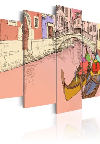 ARTGEIST - Kunstnerisk tegnet billede fra kanalerne i Venedig trykt p lrred - Flere strrelser