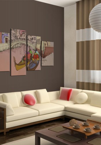 ARTGEIST - Kunstnerisk tegnet billede fra kanalerne i Venedig trykt p lrred - Flere strrelser