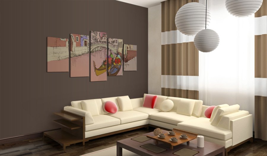 ARTGEIST - Kunstnerisk tegnet billede fra kanalerne i Venedig trykt p lrred - Flere strrelser