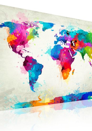 ARTGEIST An Explosion of Colors - Multifarvet verdenskort i trykt p lrred - Flere strrelser