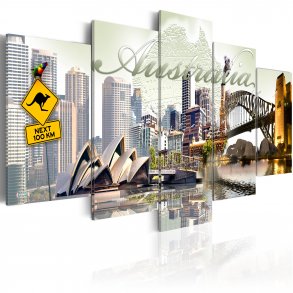 ARTGEIST Welcome to Australia! - Billede af Operahuset i Sydney trykt p lrred - Flere strrelser