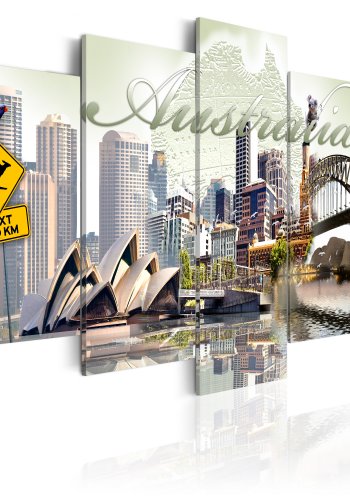 ARTGEIST Welcome to Australia! - Billede af Operahuset i Sydney trykt p lrred - Flere strrelser