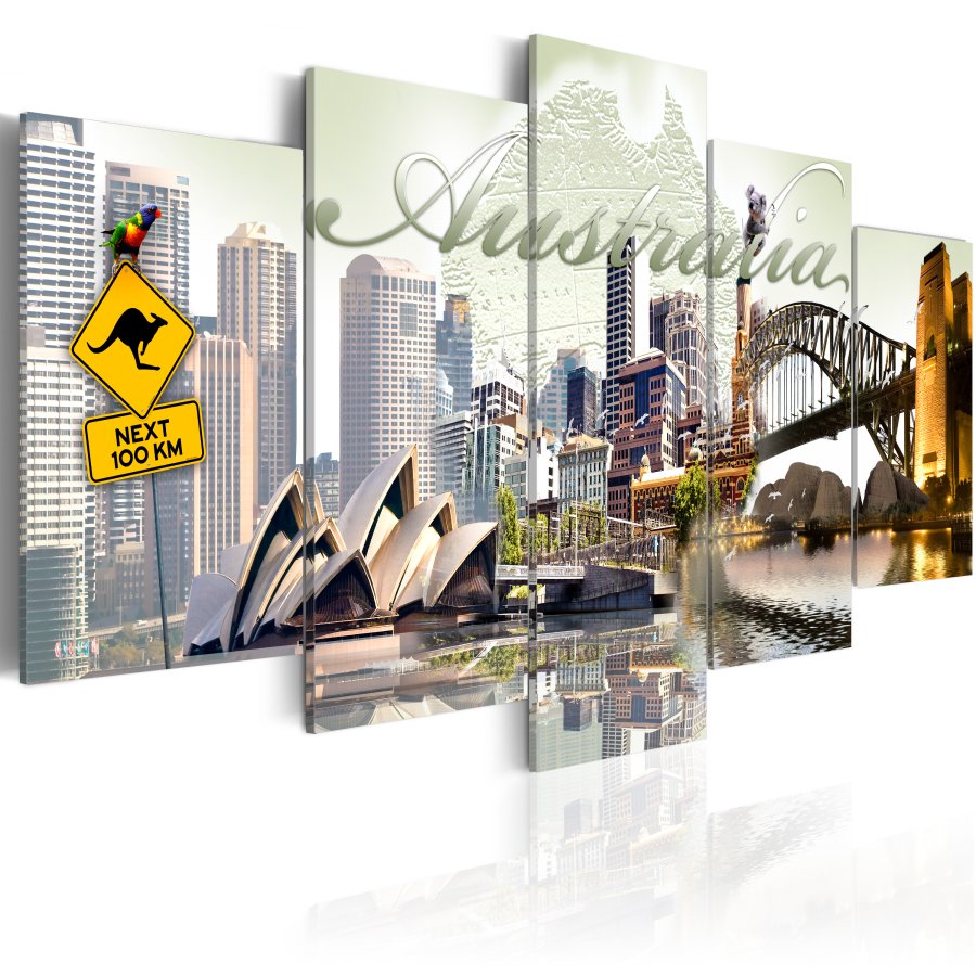 ARTGEIST Welcome to Australia! - Billede af Operahuset i Sydney trykt p lrred - Flere strrelser