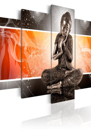 ARTGEIST Buddha and ornaments - Mediterende Buddha i slv trykt p lrred - Flere strrelser