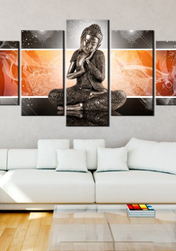 ARTGEIST Buddha and ornaments - Mediterende Buddha i slv trykt p lrred - Flere strrelser
