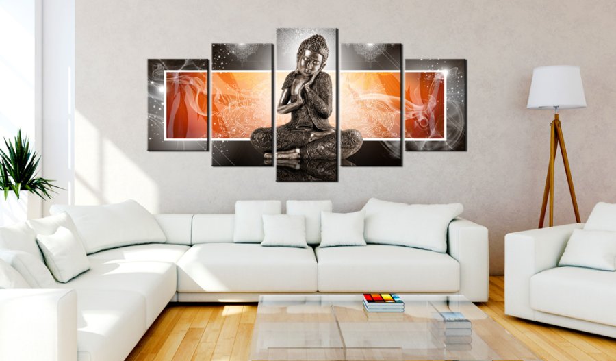 ARTGEIST Buddha and ornaments - Mediterende Buddha i slv trykt p lrred - Flere strrelser