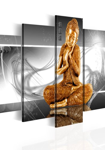 ARTGEIST Buddhist prayer - Mediterende Buddha i guld trykt p lrred - Flere strrelser