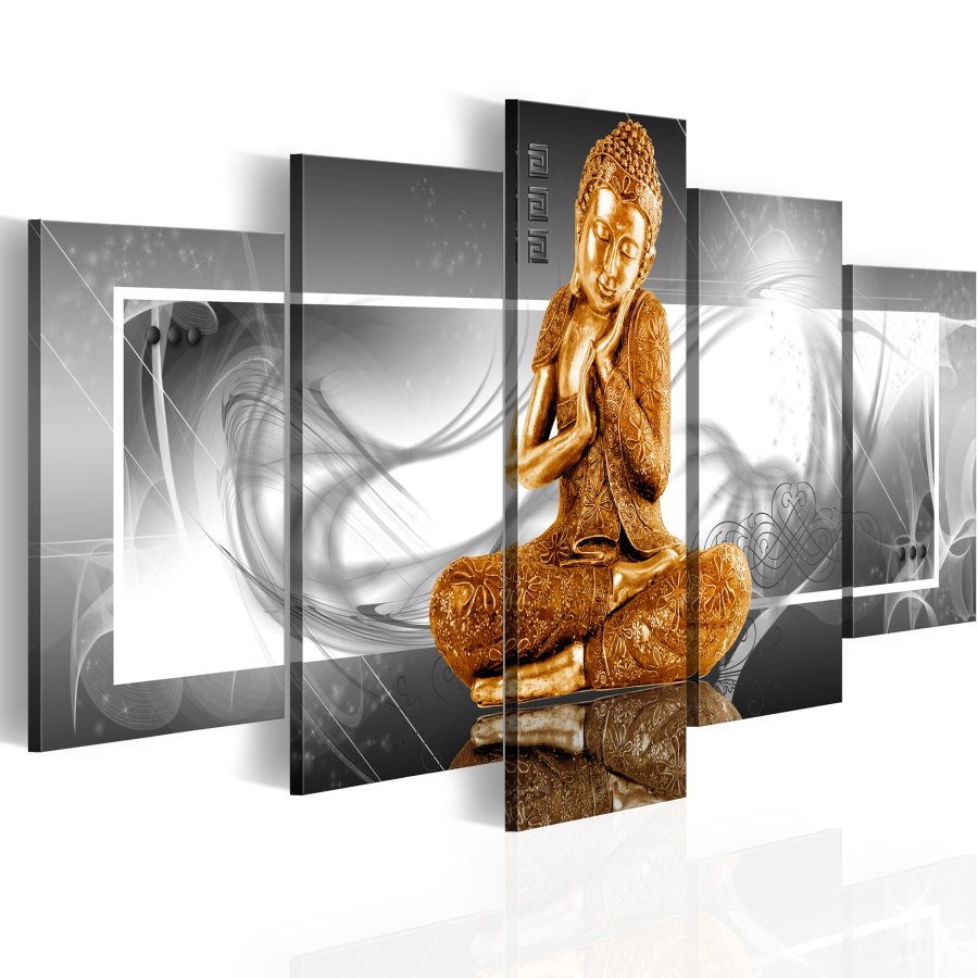ARTGEIST Buddhist prayer - Mediterende Buddha i guld trykt p lrred - Flere strrelser
