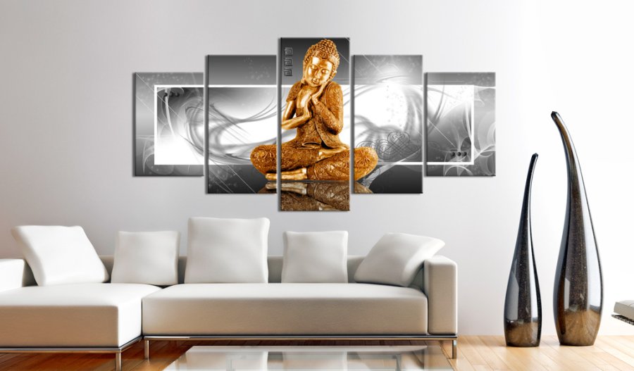 ARTGEIST Buddhist prayer - Mediterende Buddha i guld trykt p lrred - Flere strrelser