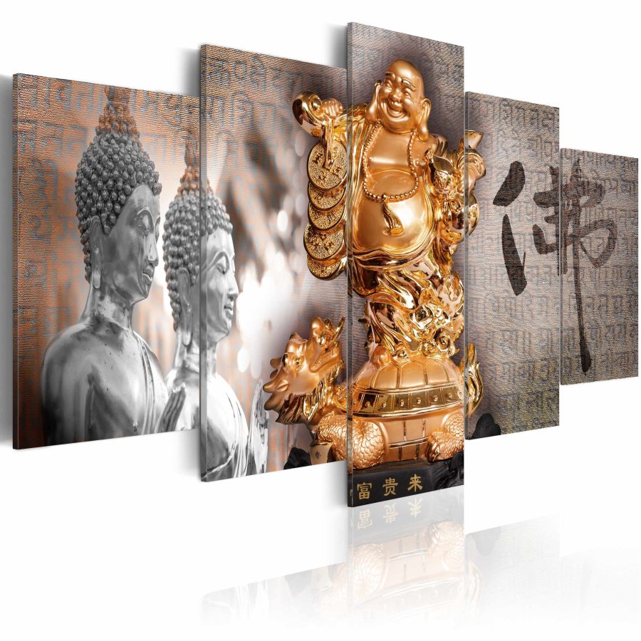ARTGEIST Smile to Buddha! - Zen billede af smilende Buddha trykt p lrred - Flere strrelser