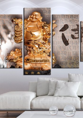 ARTGEIST Smile to Buddha! - Zen billede af smilende Buddha trykt p lrred - Flere strrelser
