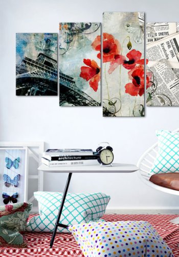 ARTGEIST Memories of Paris - Kunstnerisk billede af Paris trykt p lrred - Flere strrelser