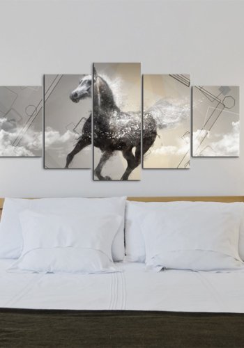 ARTGEIST Fancy gallop - Abstrakt billede af sort hest trykt p lrred - Flere strrelser