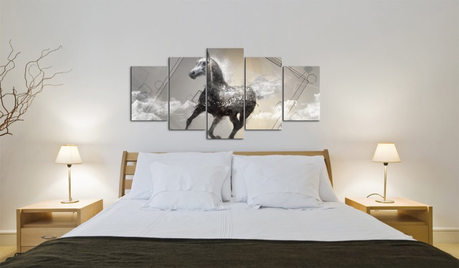 ARTGEIST Fancy gallop - Abstrakt billede af sort hest trykt p lrred - Flere strrelser