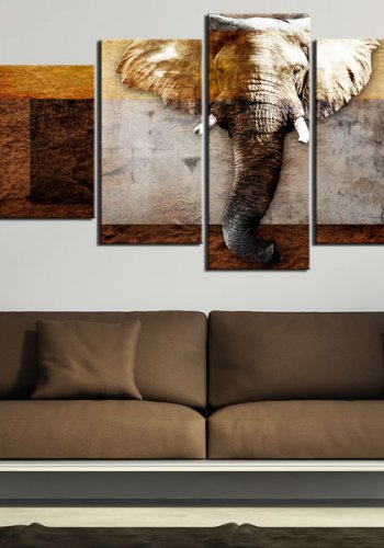 ARTGEIST Strength of Africa - Elefant i naturlige farver trykt p lrred - Flere strrelser