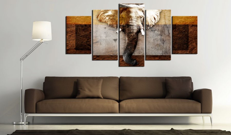 ARTGEIST Strength of Africa - Elefant i naturlige farver trykt p lrred - Flere strrelser